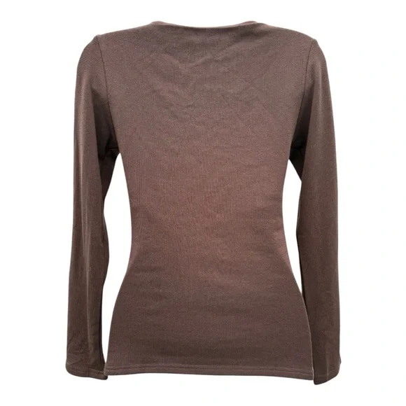 OGL Elegant Brown Long Sleeve Top Mid Thermal
Boatneck Tucks Brami Top 
SZ Small - Picture 5 of 9